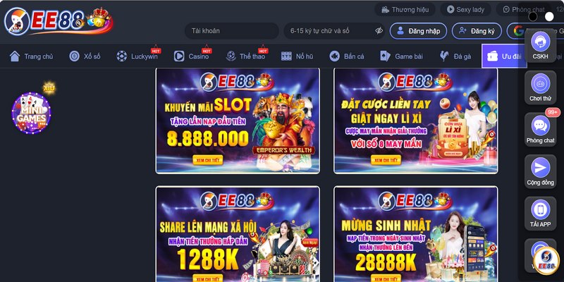 Khuyến mãi EE88 dành cho tất cả các thành viên trên hệ thống